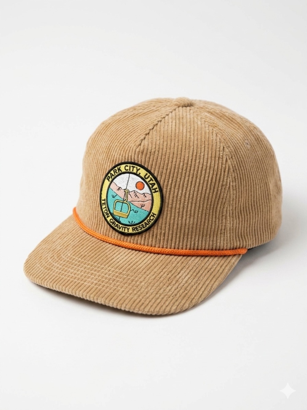 Teton Gravity Research Corduroy Hat Tan Snapback Park City Utah Patch Ski Cap US